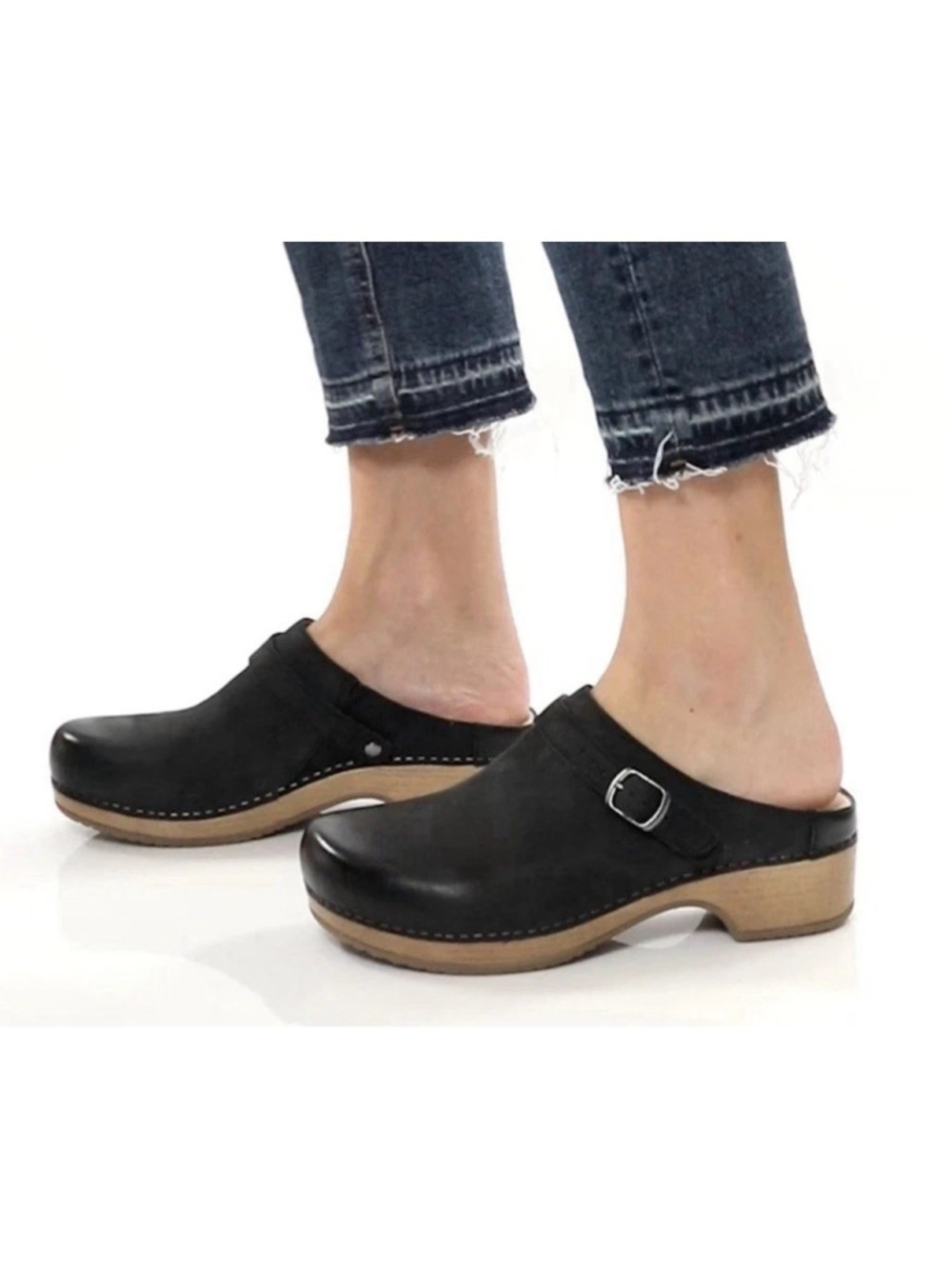 Dansko Berry Black Burnished Nubuck Leather Clog Sz 38 US 8.5-9 Mules Boho $155
